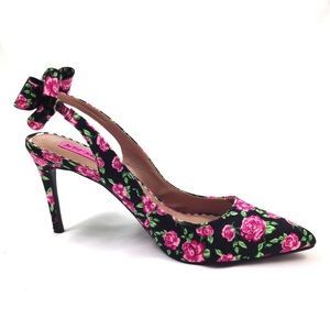 Betsey Johnson New Roses Bow Slingback Heels 9.5